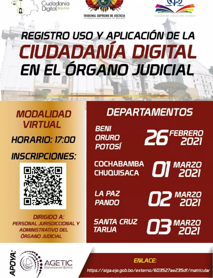 AGETIC capacita a funcionarios del órgano judicial sobre la implementación de la Ciudadanía Digital