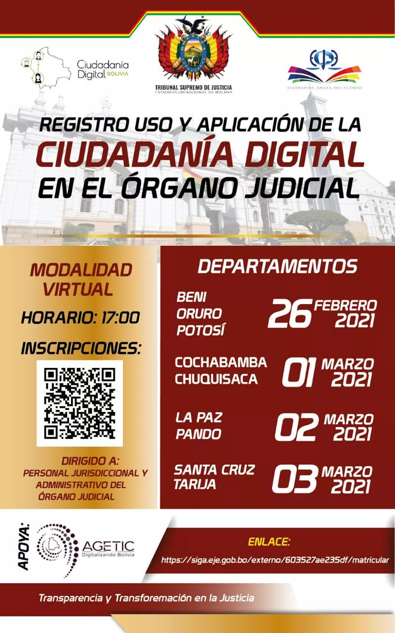 AGETIC capacita a funcionarios del órgano judicial sobre la implementación de la Ciudadanía Digital