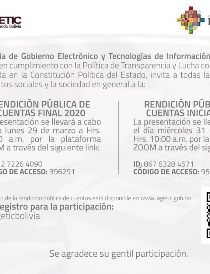 Rendición Pública de cuentas final 2020 e inicial 2021