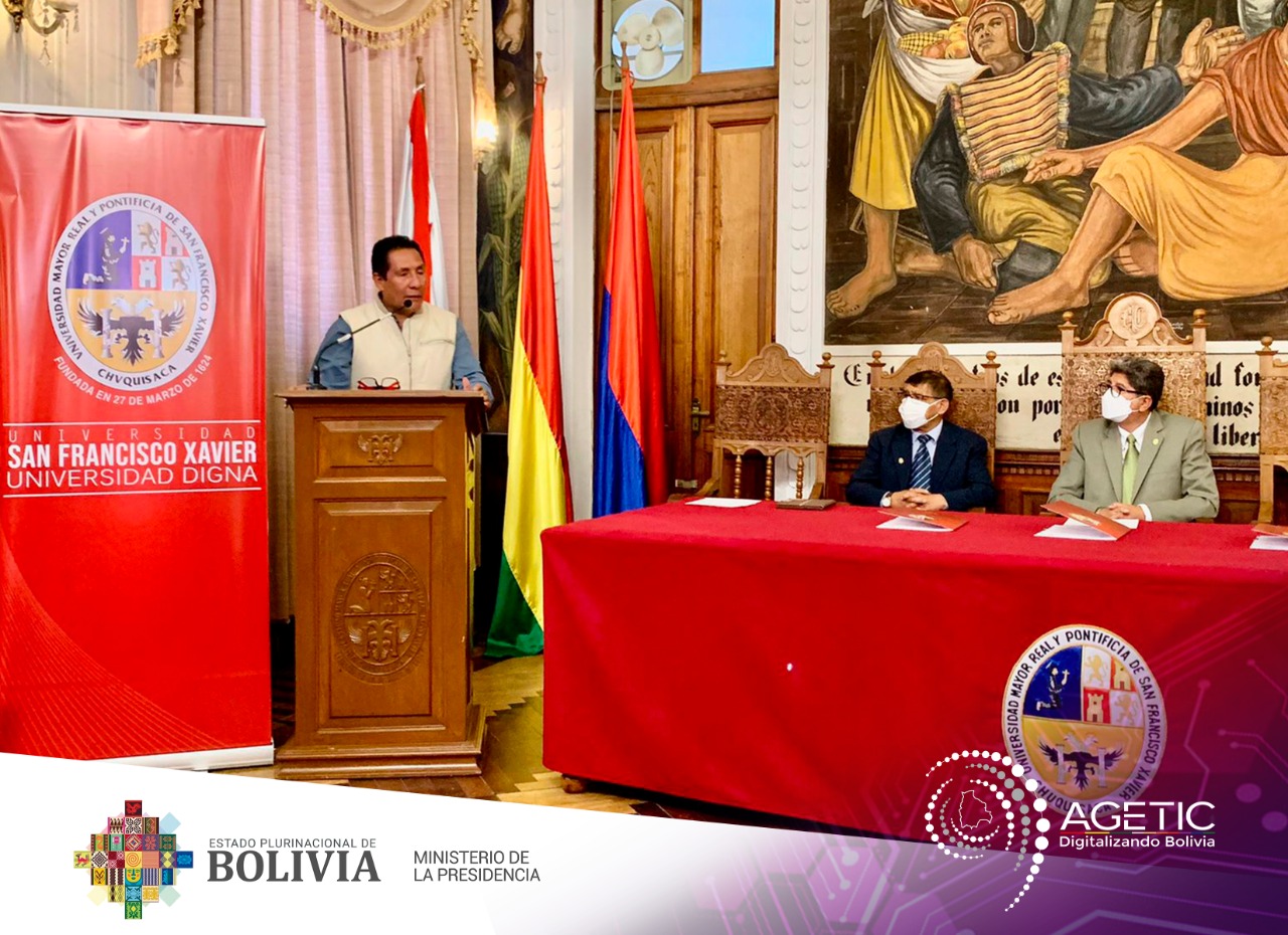 AGETIC firma convenio interinstitucional con la USFX de Chuquisaca