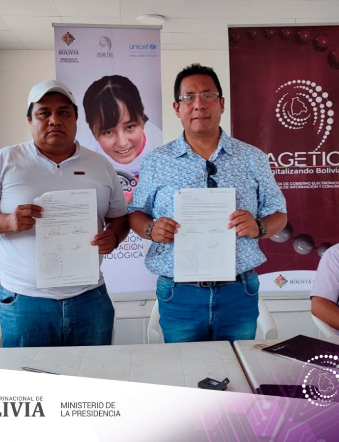 La AGETIC firma Convenio Interinstitucional con el Gobierno Autónomo Indígena Originario Campesino de Charagua Iyambae para la apertura de un Centro de Capacitación e Innovación Tecnológica