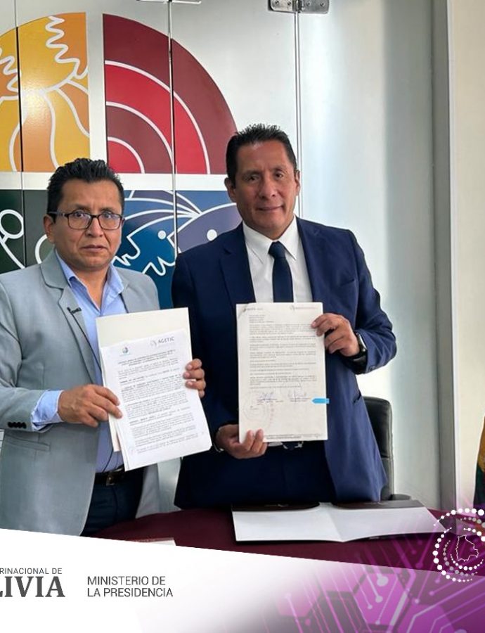 La AGETIC y la Defensoría del Pueblo firman convenio interinstitucional para impulsar la transformación digital en Bolivia