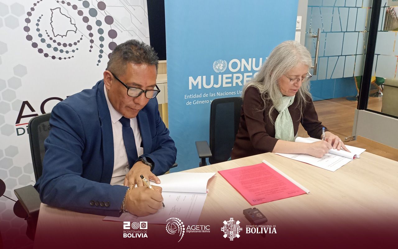 La AGETIC y ONU MUJERES en Bolivia firman un Memorando de Entendimiento en favor de la Inclusión Digital